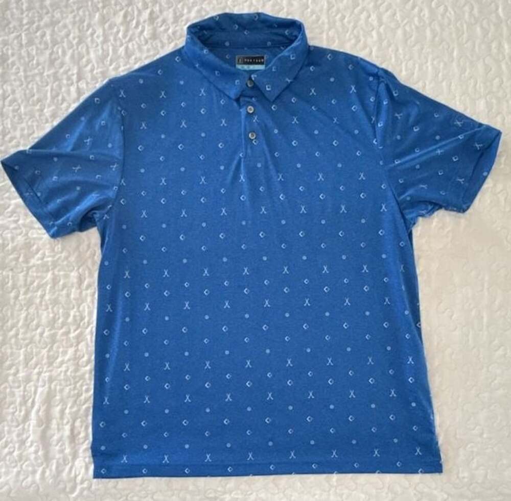 Pga Tour Mens Xl Golf Polo Blue Golf Clubs Pattern